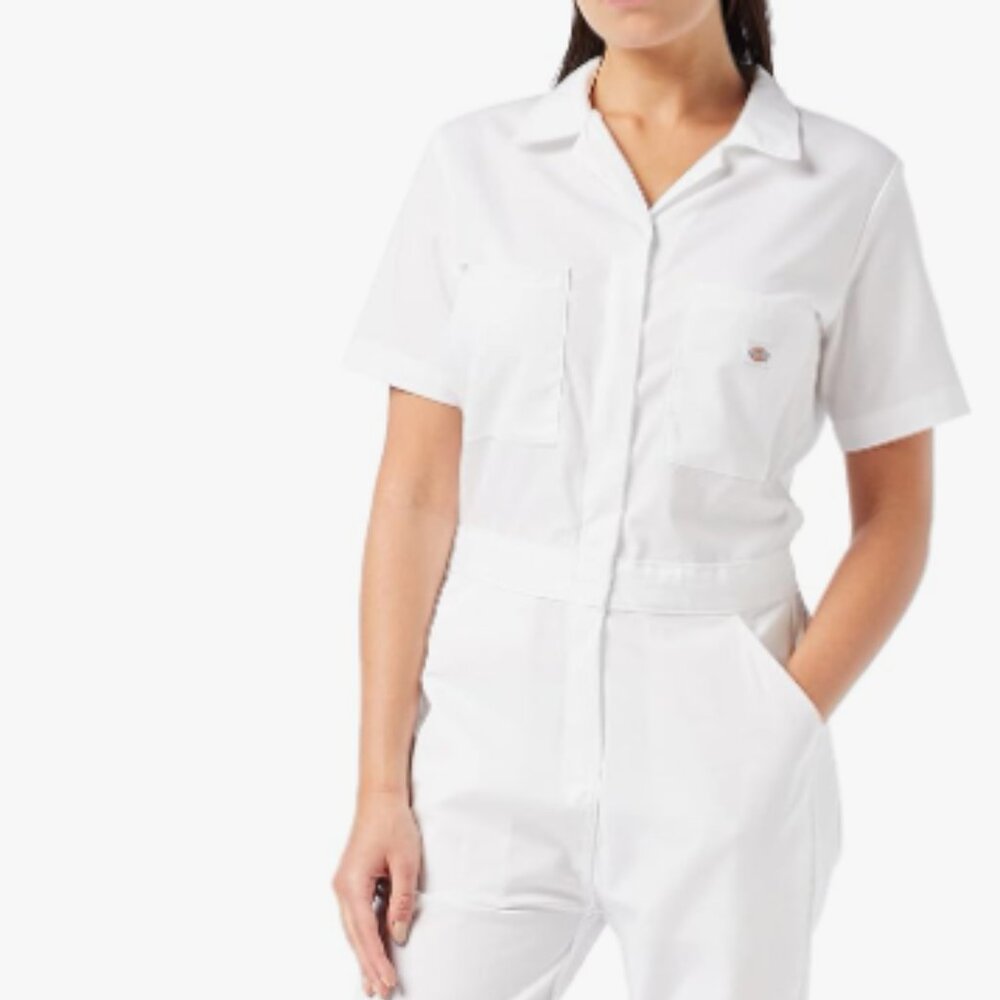 Dickies White Short-Sleeve Utility Jumpsuit